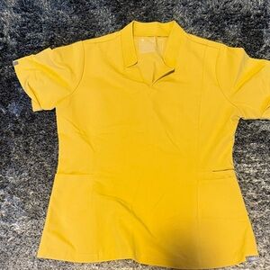 Yellow Women's Polo-StyleScrub Top
